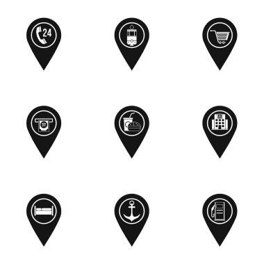 GPS pimleri simge seti, basit tarzı