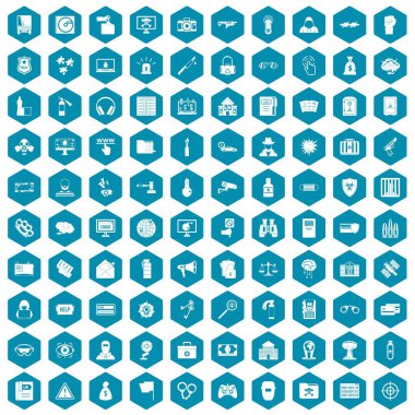 simgeler kesmek 100 sapphirine altıgen izole vektör çizim ayarla