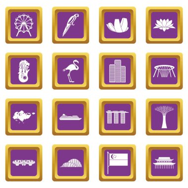 Singapur simgeler mor ayarla