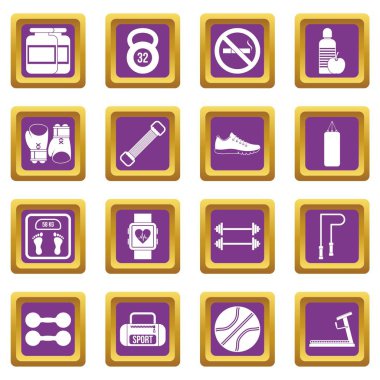 Spor salonu simgeler mor ayarla