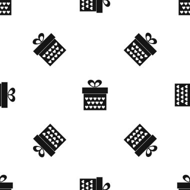 Hediye kutusu ile şerit yay desen sorunsuz siyah