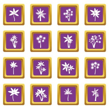 Palmiye ağacı simgeler mor ayarla