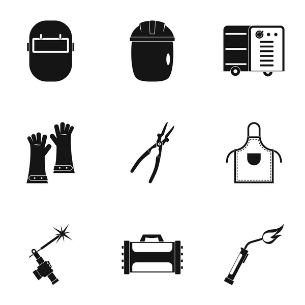 Set di icone per apparecchiature di saldatura, stile semplice — Vettoriale Stock