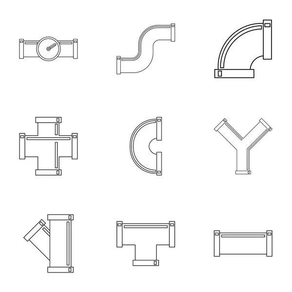 Ensemble d'icônes de connecteur d'eau, style contour — Image vectorielle