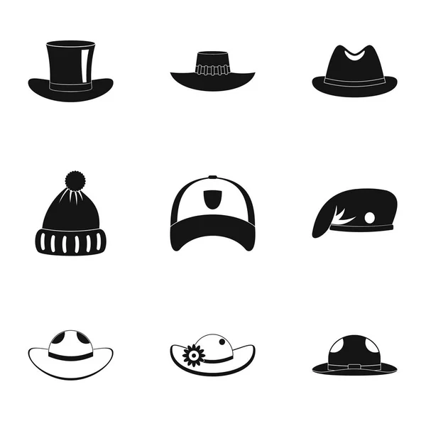 Σετ εικονίδιο μόδας καπέλο, απλό στυλ — Διανυσματικό Αρχείο