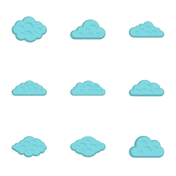 Tropical cloud icon set, flat style — Stock Vector