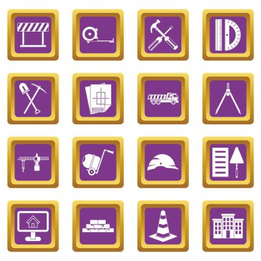 Mor inşaat Icons set