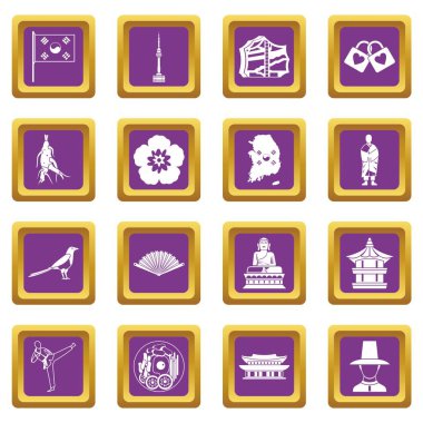 Güney Kore simgeler mor ayarla