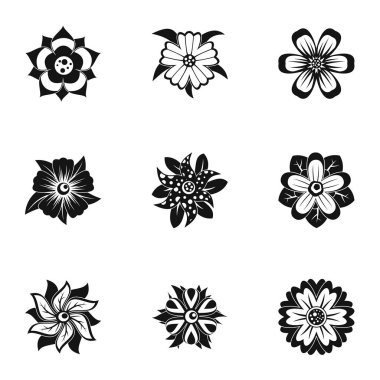 Çiçekçi dekorasyon simge seti, basit tarzı