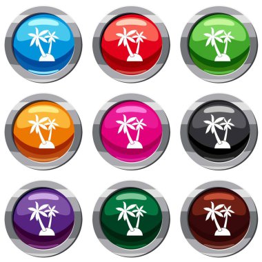 Palmiye ağaçları 9 koleksiyonu ayarla