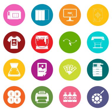 Birçok renklerini ayarlama simgeleri yazdırma