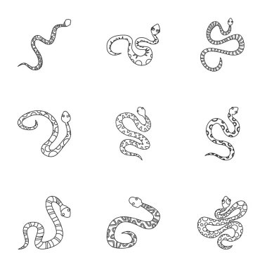 Çöl yılanı simge seti, anahat stili