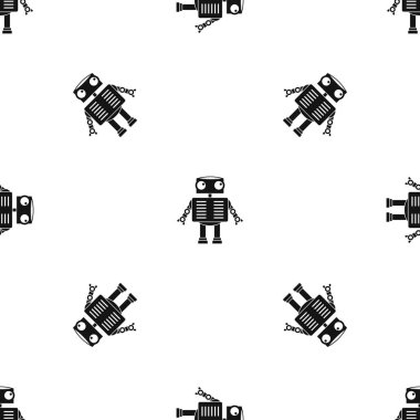 Robot büyük gözleri desen sorunsuz siyah ile