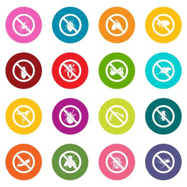 Hiçbir böcek oturum simgeler birçok renk kümesi