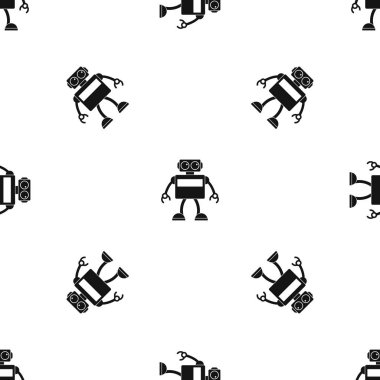 Android robot desen sorunsuz siyah