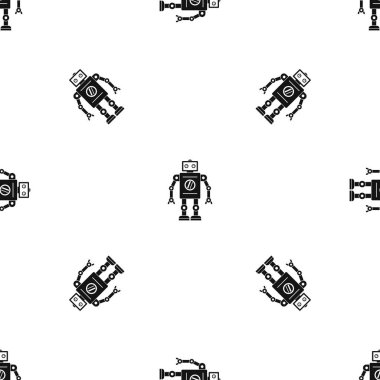 Retro robot desen sorunsuz siyah