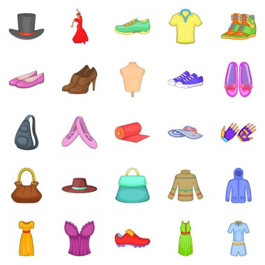 Şık giysiler Icons set, karikatür tarzı