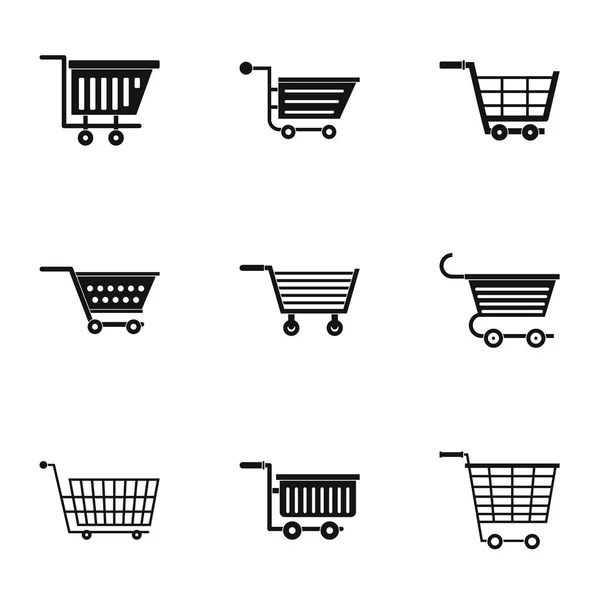 Supermarket koszyka zestaw ikon, prosty styl — Wektor stockowy