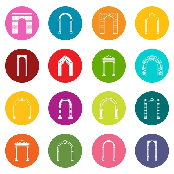 Arch set icons many colors set — Stock Vector