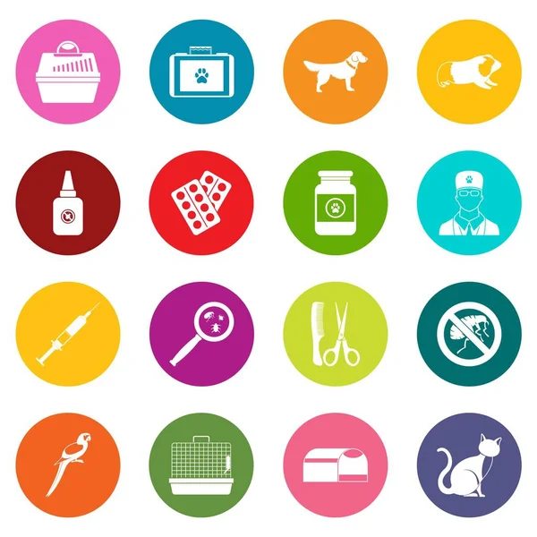 Iconos veterinarios muchos colores conjunto — Vector de stock