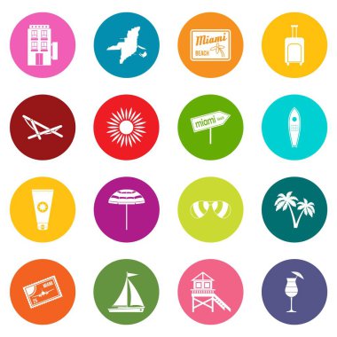 Çok renkli Miami Icons set