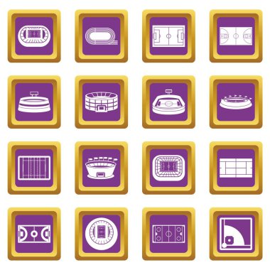 Mor Spor Stadyumu Icons set