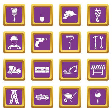 Mor inşaat Icons set