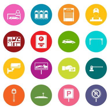 Birçok renklerini ayarlama simgeleri otopark