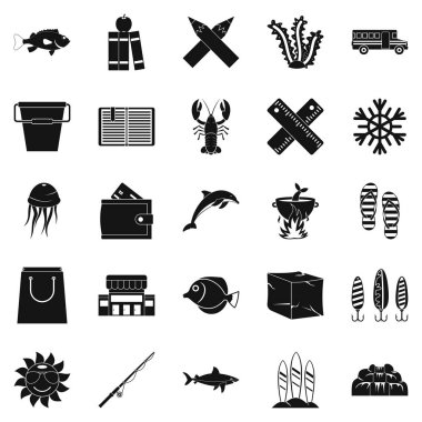 Balık yemek Icons set, basit tarzı