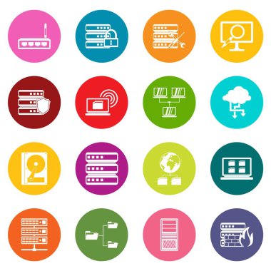 Çok renkli büyük veri Icons set