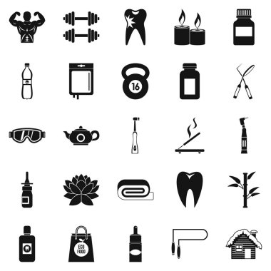 Vücut geliştirmeci Icons set, basit tarzı