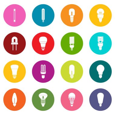 Çok renkli ampul Icons set
