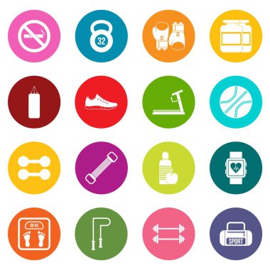 Çok renkli spor salonu Icons set