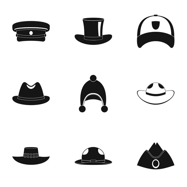 Zestaw ikon kapelusz nowoczesny, prosty styl — Wektor stockowy