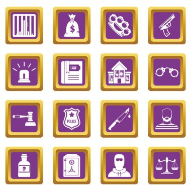 Suç ve ceza simgeler mor ayarla