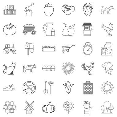 Tarım Icons set, anahat stili