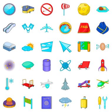 Uçak Icons set, karikatür tarzı