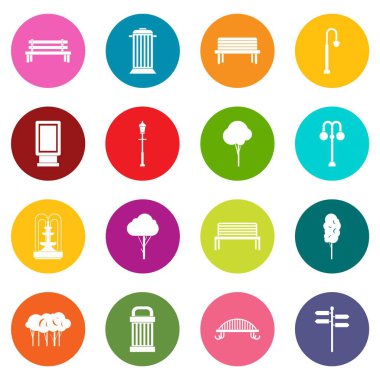 Çok renkli hangar Icons set