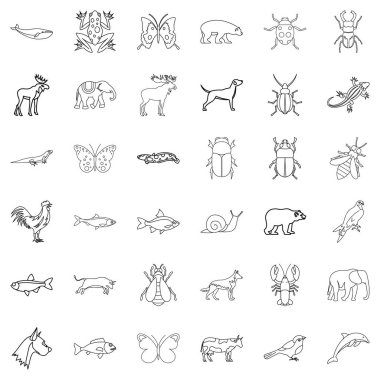 Hayvan Icons set, anahat stili