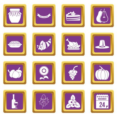 Şükran günü simgeler mor ayarla