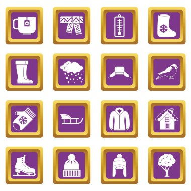 Kış simgeler mor ayarla