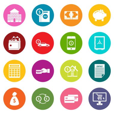 Birçok renk kümesi simgeleri kredi