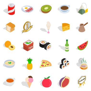 Gazoz sular Icons set, izometrik stili