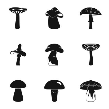 Sonbahar mantar simge seti, basit tarzı