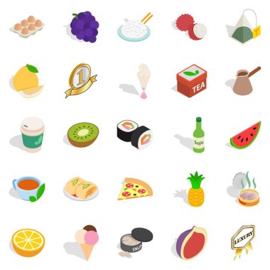 Vitamini Icons set, izometrik stili