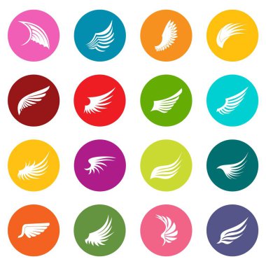 Çok renk kanat Icons set