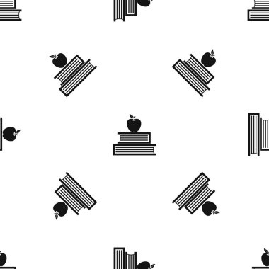 Kitap ve elma sorunsuz siyah desen