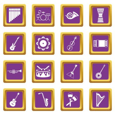 Mor müzik aletleri Icons set
