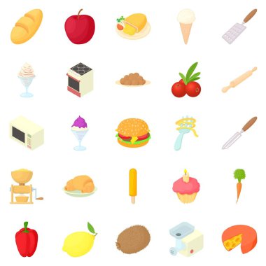 Mutfak aletleri Icons set, karikatür tarzı