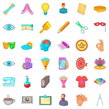 Sanat iş Icons set, karikatür tarzı